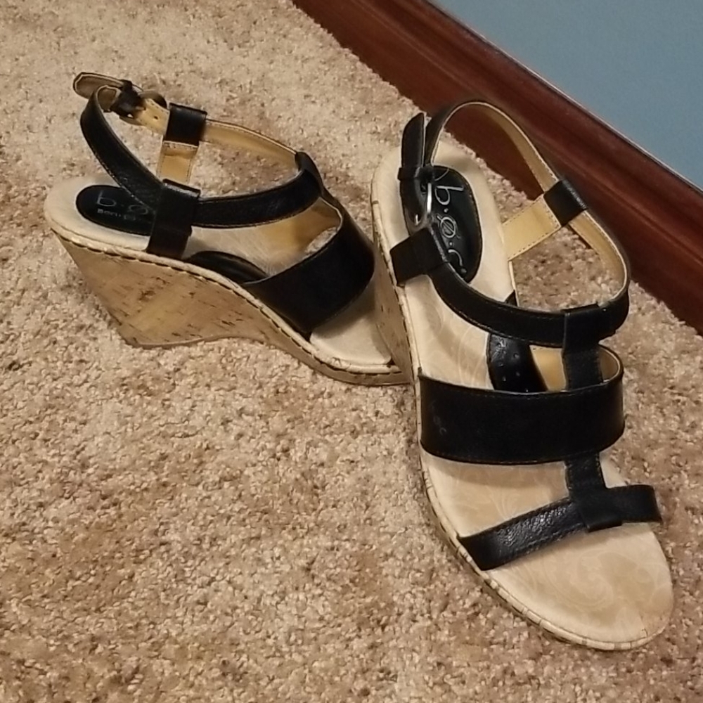 b.o.c. Black Cork Wedge by Born